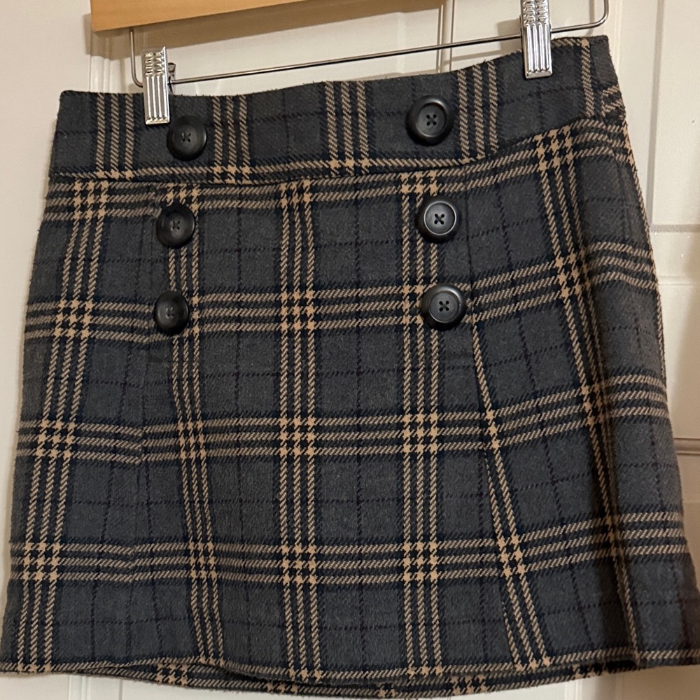 GAP Black and Tan Plaid Mini Skirt